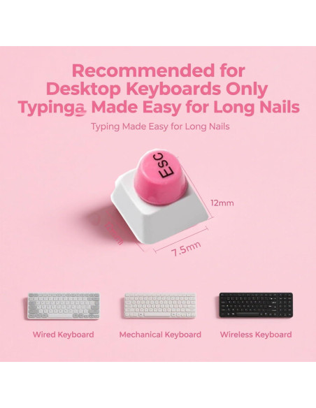 Pegatinas para Teclados de Uñas Largas Yathkyed Rosa 64Pcs