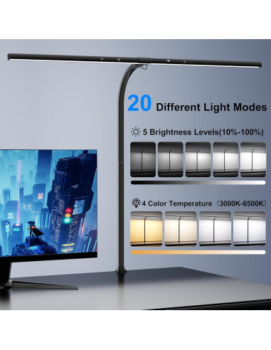 Lámpara de Escritorio LED Deeloop 80cm 24W Ajustable con Abrazadera