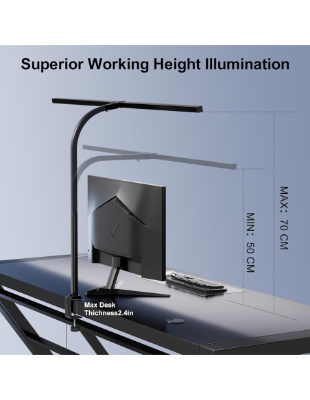 Lámpara de Escritorio LED Deeloop 80cm 24W Ajustable con Abrazadera Lámpara de Escritorio LED Deeloop 80cm 24W Ajustable con Abrazadera