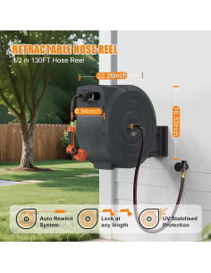 Carrete de Manguera de Jardín Retráctil NEOTEC 1/2" 12m 2