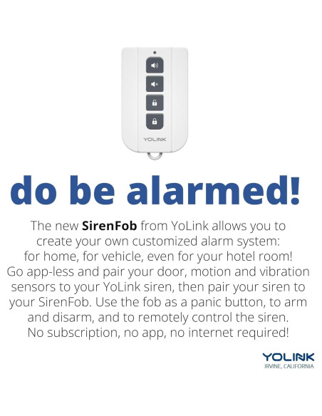 Fob Inteligente YoLink SirenFob Control de Sirena 402m