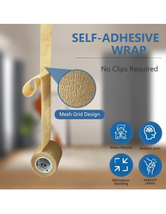 Paquete de 6 Vendajes Autoadhesivos ZJCCTO 5cm x 4.57m Beige 2