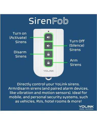 Fob Inteligente YoLink SirenFob Control de Sirena 402m
