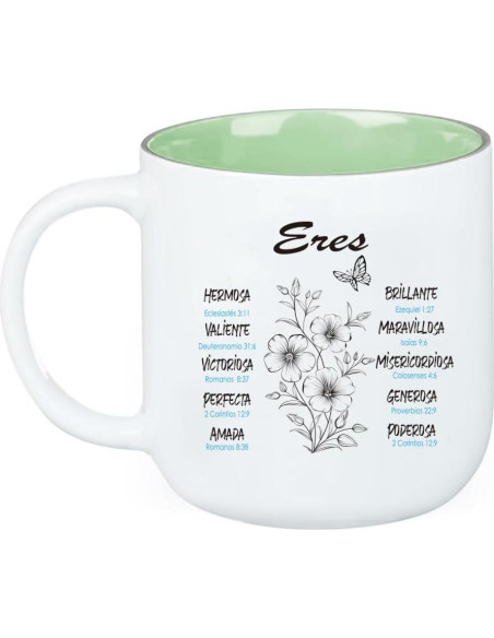 Taza Cerámica Cristiana Magictodoor Floral Verde Salvia 368g