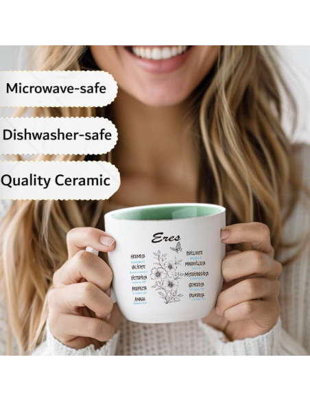 Taza Cerámica Cristiana Magictodoor Floral Verde Salvia 368g