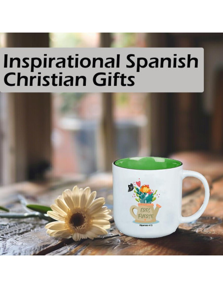 Taza Cerámica Cristiana Magictodoor Floral Verde Salvia 368g