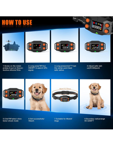 Sistema de Cerca Inalámbrica GPS para Perros Chwwen F830, 21-914m