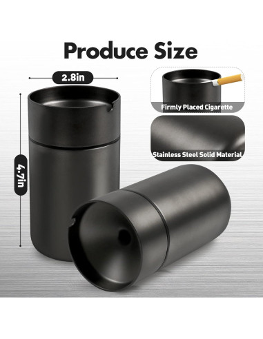 Cenicero de Acero Inoxidable JOCHA a Prueba de Olores 2 PACK