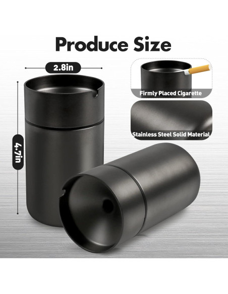 Cenicero de Acero Inoxidable JOCHA a Prueba de Olores 2 PACK