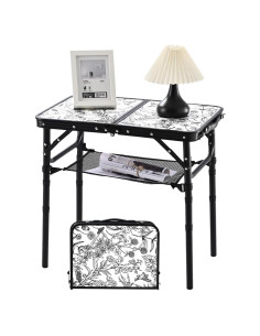 Mesa Plegable de Camping YihuiKo Toile de Jouy 61 cm Ajustable