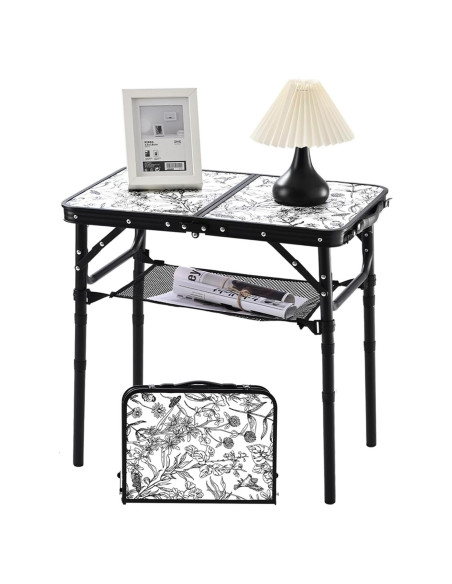Mesa Plegable de Camping YihuiKo Toile de Jouy 61 cm Ajustable