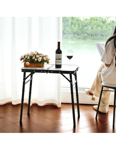 Mesa Plegable de Camping YihuiKo Toile de Jouy 61 cm Ajustable