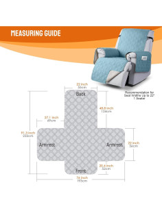 Funda de Sillón Reclinable VANSOFY 100% Impermeable 55cm Azul 2