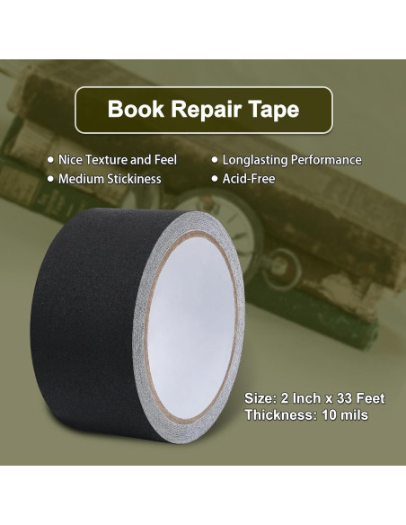 Cinta de Reparación de Encuadernación de Tela SICCOMA 10.06m Negra