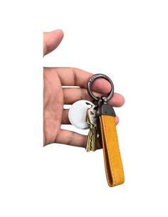 Dispositivo de Seguimiento GPS con Llavero de Cuero - Blanco