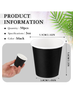 Paquete de 50 tazas de papel desechables Giwrmu 90 ml negras 2