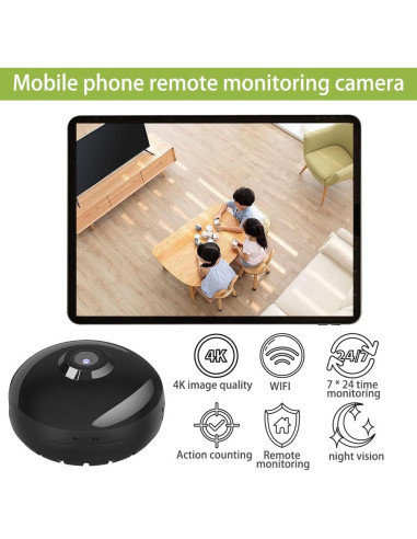 Cámara de Seguridad Mini WiFi 4K Genérico con Visión Nocturna