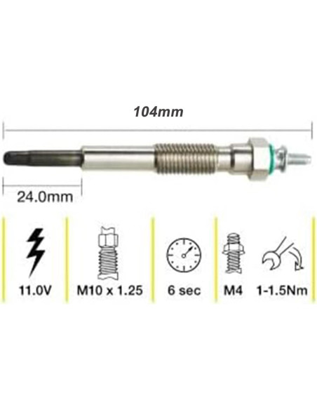 Juego de Bujías de Precalentamiento HIRINTOL para Toyota 1KZ-T 1KZ-TE