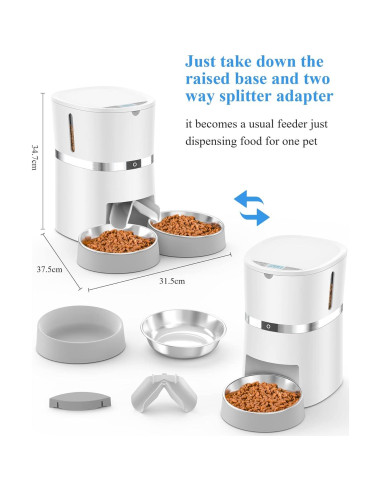 Comedero Automático WellToBe para Gatos y Perros Pequeños