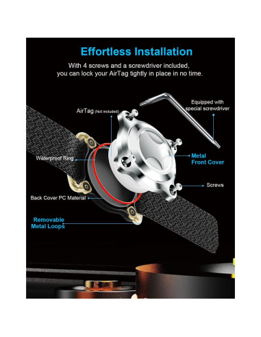 Soporte Airtag para Collar de Perro Palamede - Impermeable S