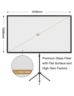 Pantalla de Proyector Portátil 80" Excelimage 16:9 Fibra de Vidrio 2