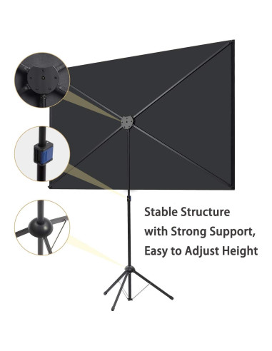 Pantalla de Proyector Portátil 80" Excelimage 16:9 Fibra de Vidrio