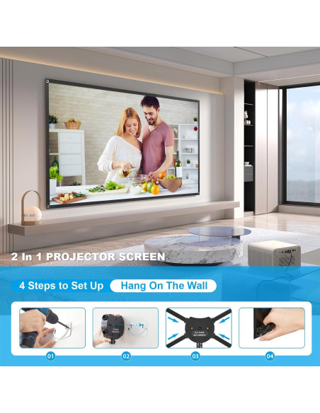 Pantalla de Proyector Portátil 80" Excelimage 16:9 Fibra de Vidrio