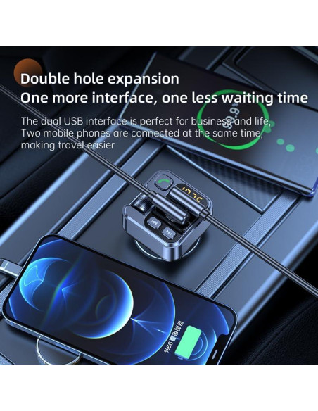 Transmisor FM Bluetooth 5.1 FCtianX con Cargador USB 30W