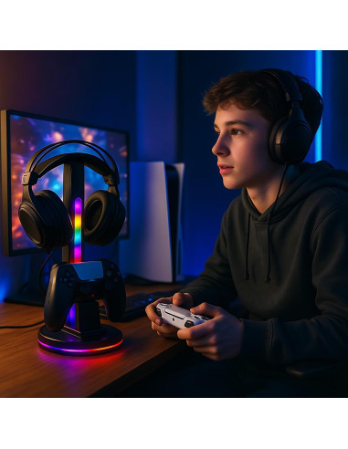 Estación de Carga Rápida para 2 Controladores PS5 con Soporte RGB