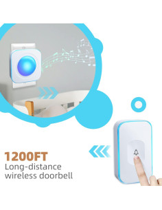 Timbre Inalámbrico FUHONGRUI 1200m 36 Tonos 2 Receptores 2