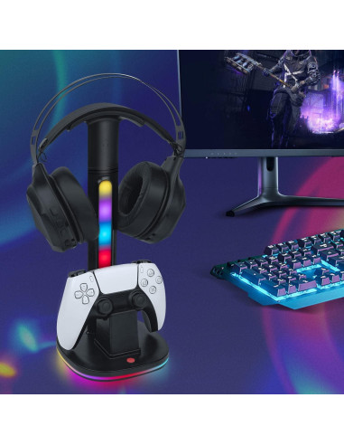 Estación de Carga Rápida para 2 Controladores PS5 con Soporte RGB