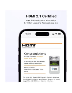 Cable HDMI 2.1 UGREEN 3.05m 8K 60Hz 48Gbps HDR eARC 2
