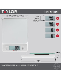 Báscula de Cocina Digital Taylor 5 kg Pantalla de Vidrio 2