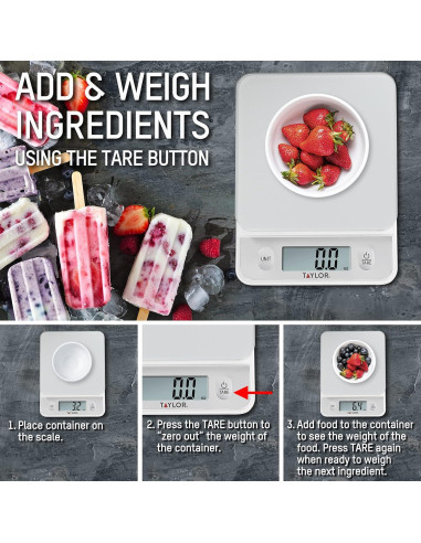 Báscula de Cocina Digital Taylor 5 kg Pantalla de Vidrio