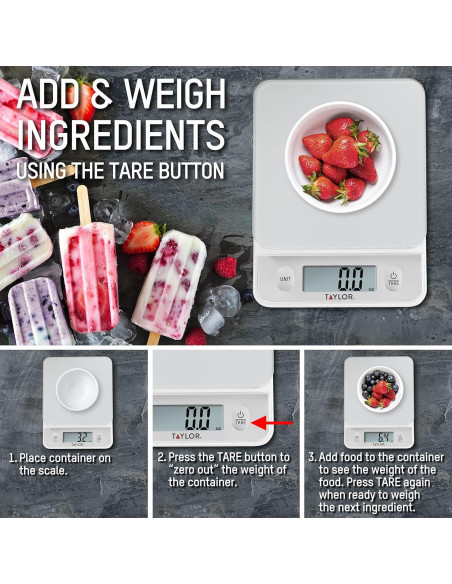 Báscula de Cocina Digital Taylor 5 kg Pantalla de Vidrio