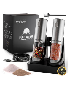 Juego de Molinillos de Sal y Pimienta Pure Nature Recargable