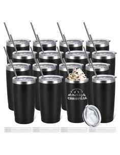 Paquete de 16 Tazas Aisladas YOUKE OLA 591 ml Negras