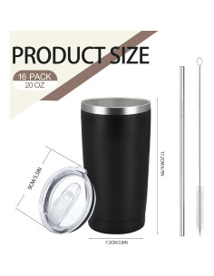 Paquete de 16 Tazas Aisladas YOUKE OLA 591 ml Negras 2