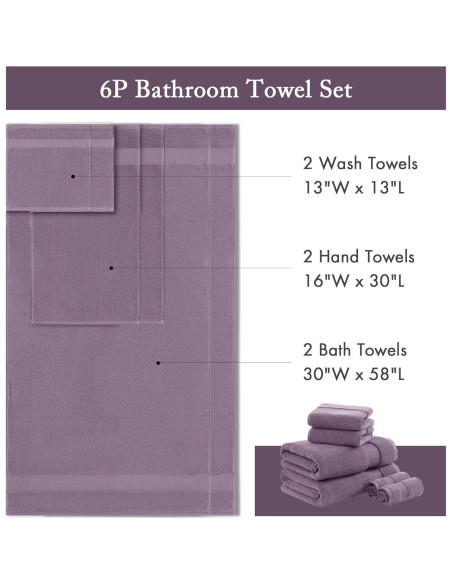 Juego de Toallas de Baño 6 Piezas Algodón Turco Madison Park