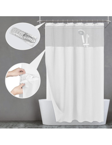 Cortina de Ducha N&Y HOME 71x72 cm con Forro y Ganchos