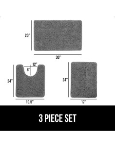 Juego de Alfombras de Baño Gorilla Grip 3 Piezas Gris 2
