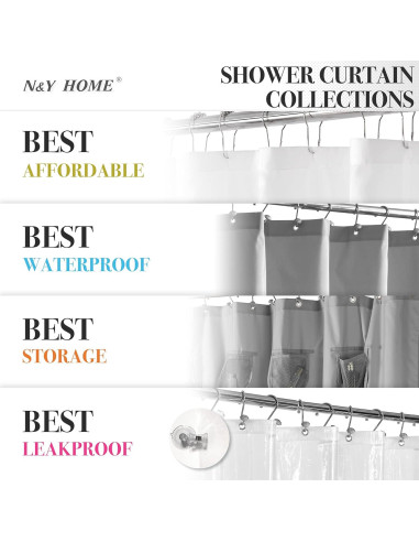 Cortina de Ducha N&Y HOME 71x72 cm con Forro y Ganchos