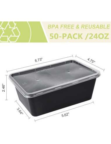 Contenedores de Comida Reutilizables IUME 50 Pack 750 ml