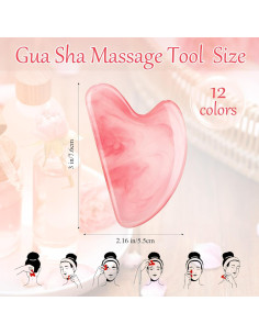 Set 12 Herramientas Gua Sha Faciales Sherr Resina Corazón 2
