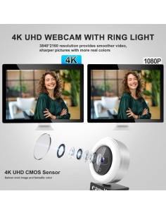 Cámara Web 4K Camii con Luz y Control Remoto Plata 2