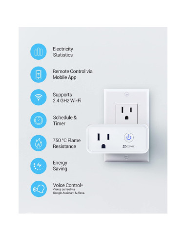 Enchufe Inteligente EZVIZ T30-B WiFi Control Remoto 1 Paquete