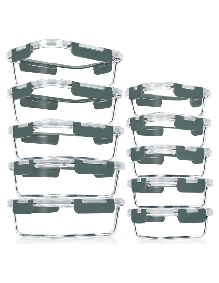 Contenedores de Vidrio Herméticos VERONES 10 Piezas 12oz y 34oz Contenedores de Vidrio Herméticos VERONES 10 Piezas 12oz y 34oz