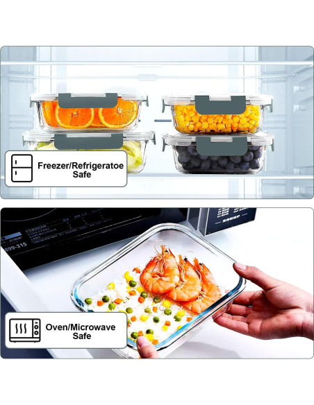 Contenedores de Vidrio Herméticos VERONES 10 Piezas 12oz y 34oz Contenedores de Vidrio Herméticos VERONES 10 Piezas 12oz y 34oz