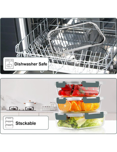 Contenedores de Vidrio Herméticos VERONES 10 Piezas 12oz y 34oz