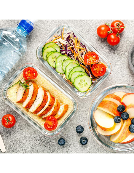 Contenedores de Vidrio Herméticos VERONES 10 Piezas 12oz y 34oz Contenedores de Vidrio Herméticos VERONES 10 Piezas 12oz y 34oz